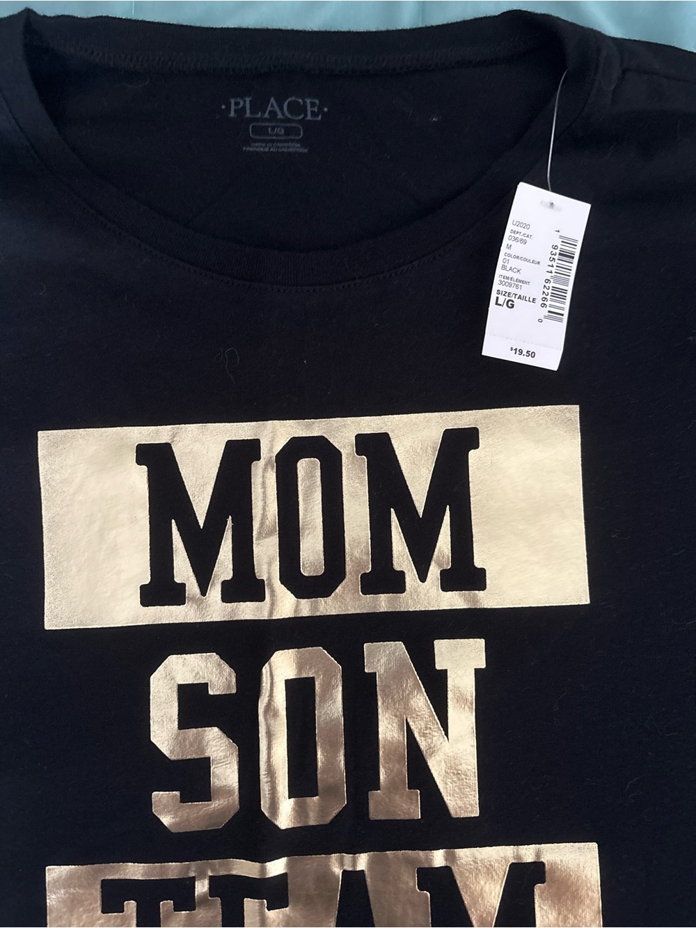 The Children's Place Black Tee with Gold 'MOM SON TEAM' Graphic - Picture 2 of 2